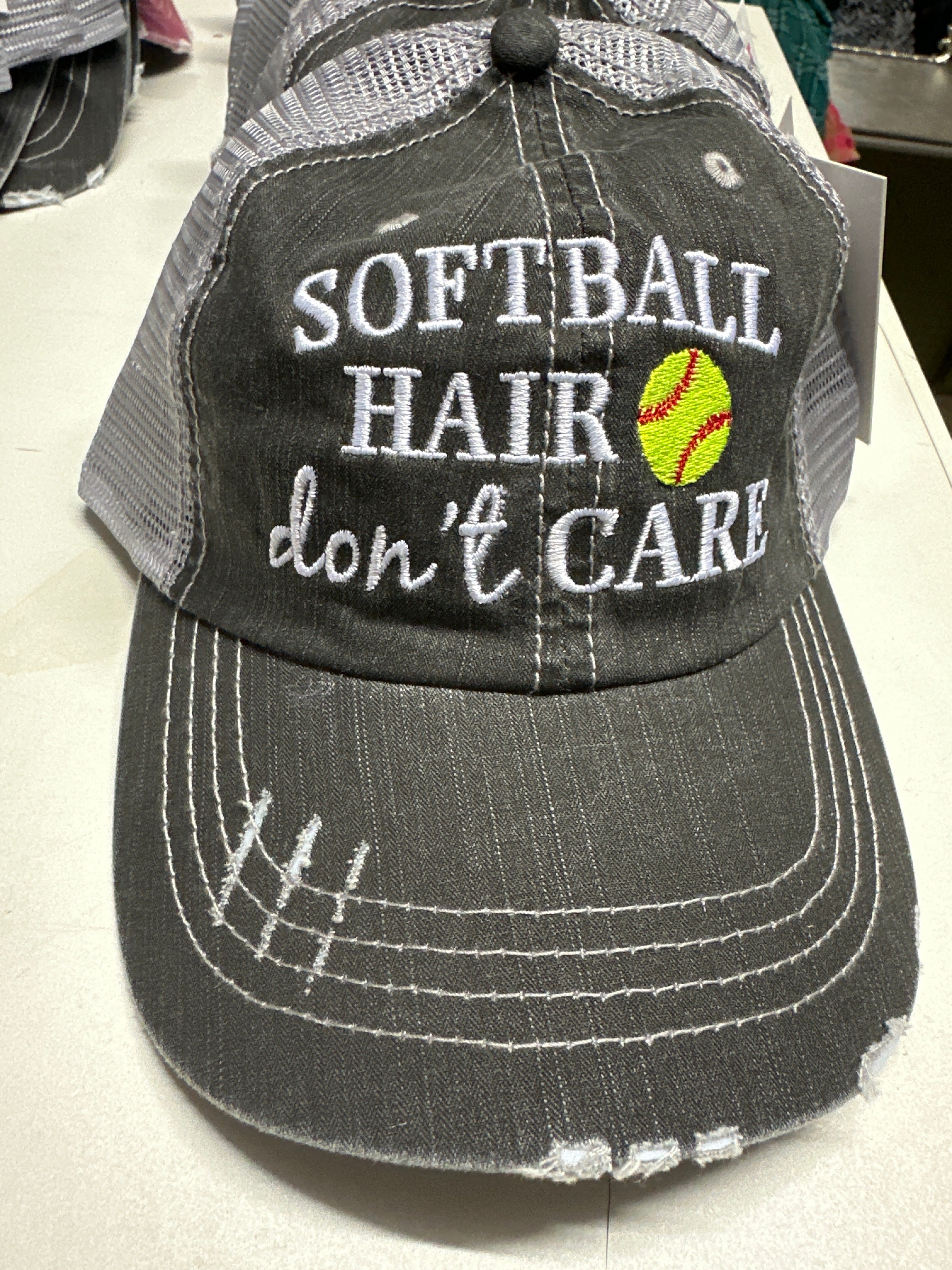 The Softball Hair Don’t Care Trucker Hat