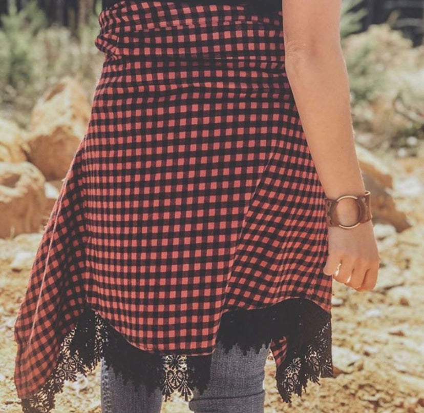 Up Cycled Recycled Flannel with Lace
