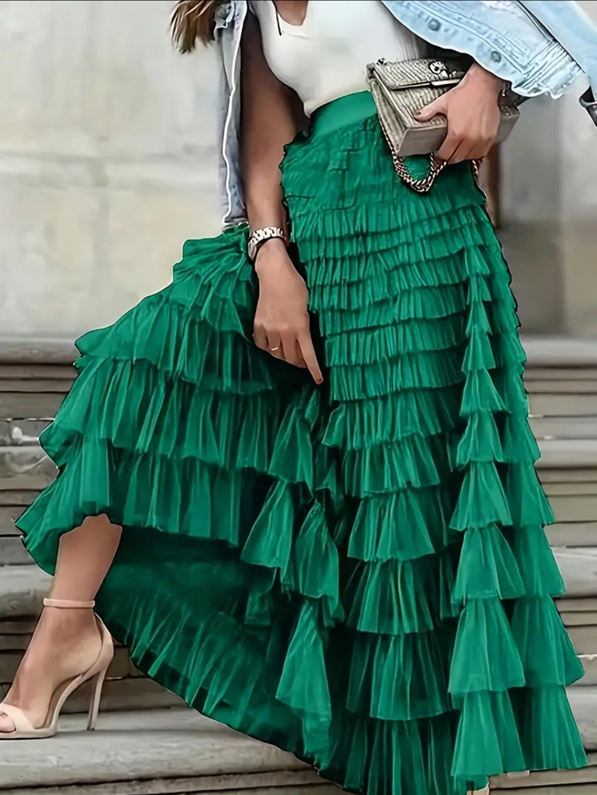 The Green Layered Festival Skirt