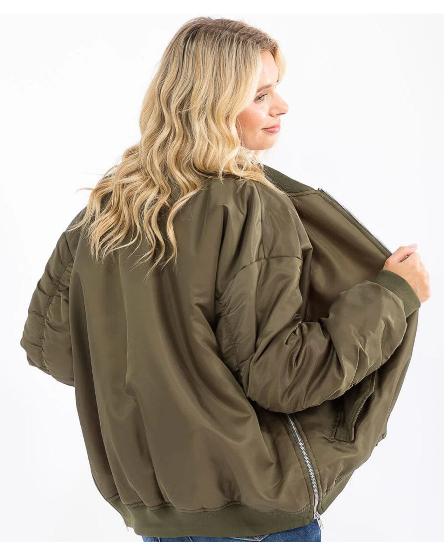 WOMEN'S Olive Bomber JACKET