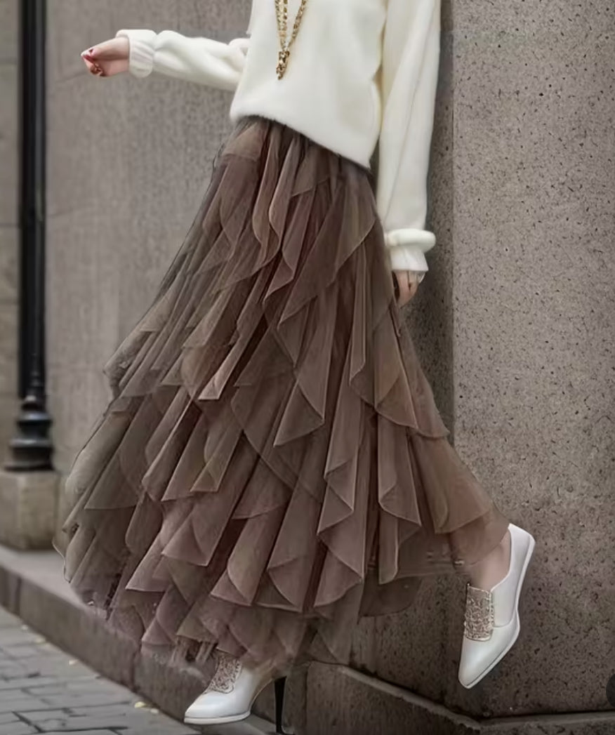 The Dusty Brown Tulle Festival Skirt