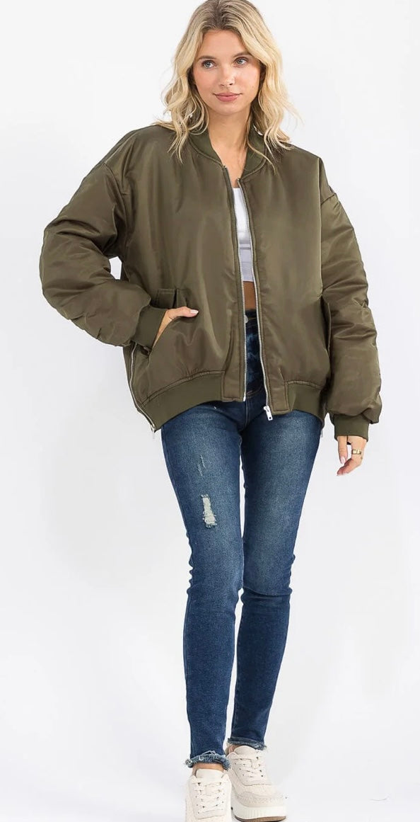 WOMEN'S Olive Bomber JACKET