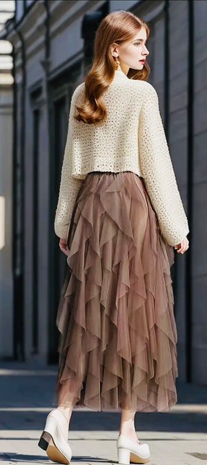 Mocha Tulle Festival Skirt