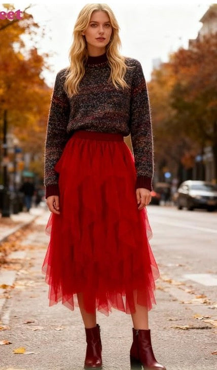 The Tulle Festival Skirt in Red