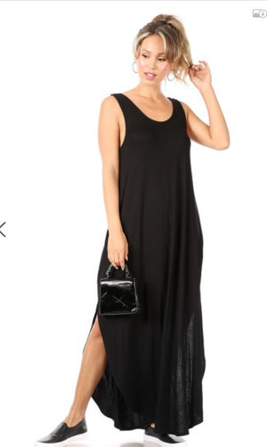 The Solid Sleeveless Tank Dress in Navy Blue