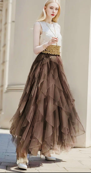 Mocha Tulle Festival Skirt