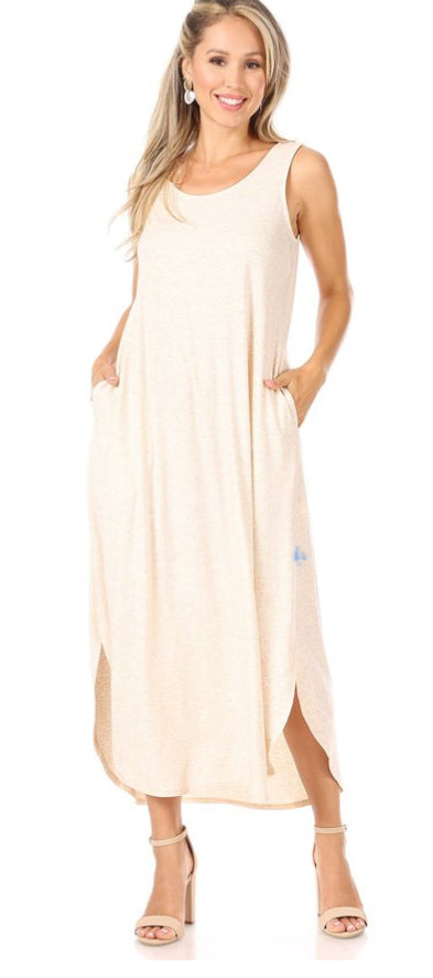 The Ribbed Tank Dress in Oatmeal