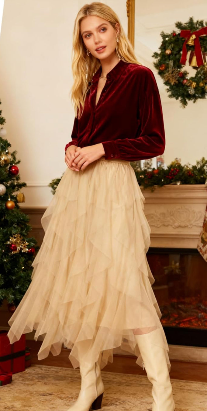 The Taupe Tulle Festival Skirt