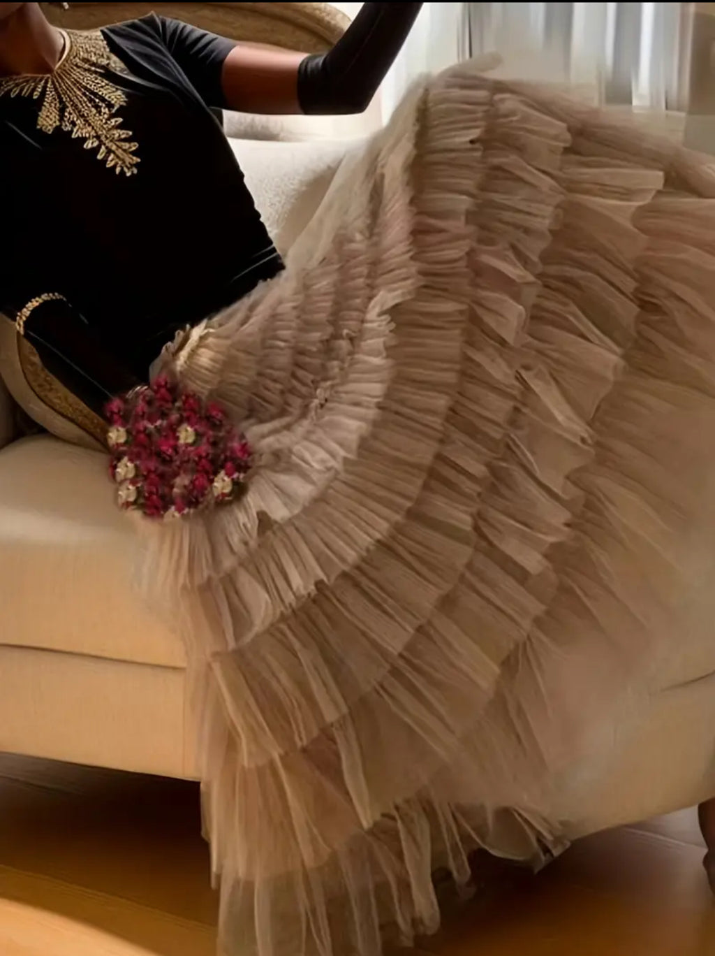The Khaki Layered Festival Skirt