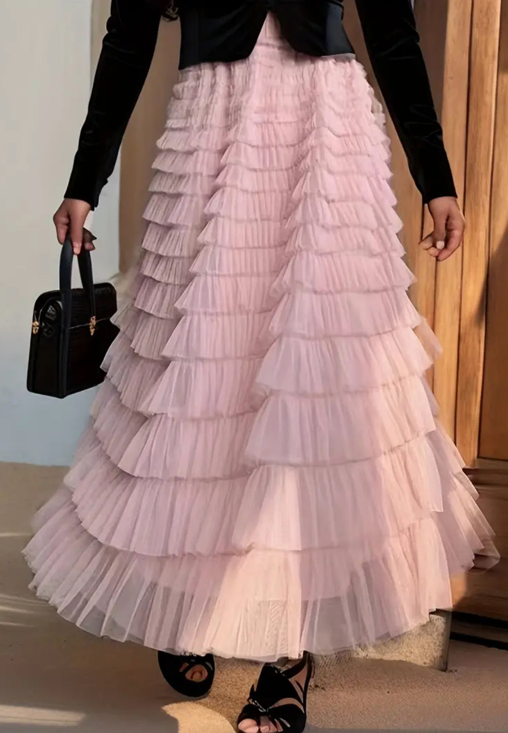 The Blush Pink Layered Festival Skirt