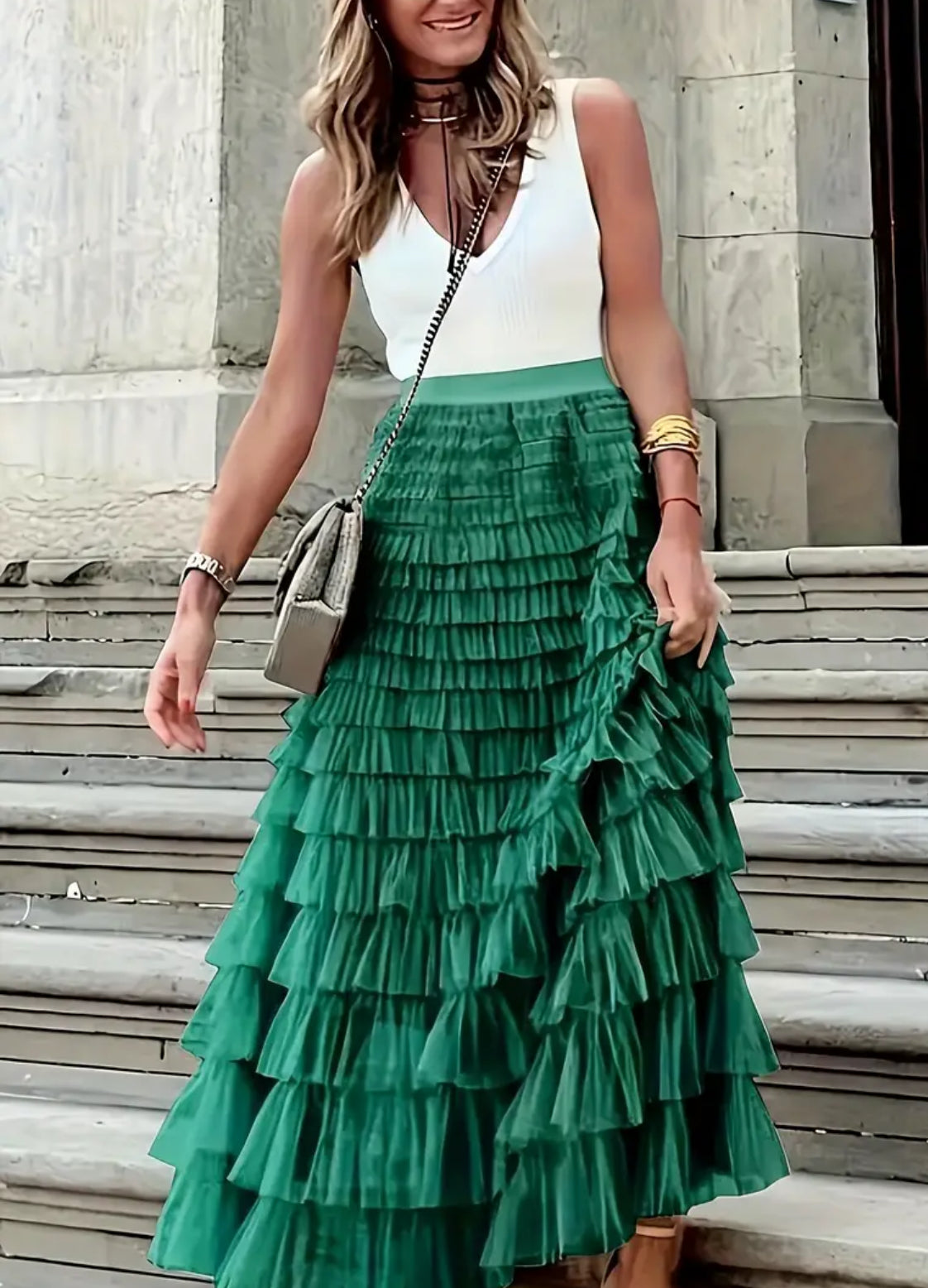 The Green Layered Festival Skirt