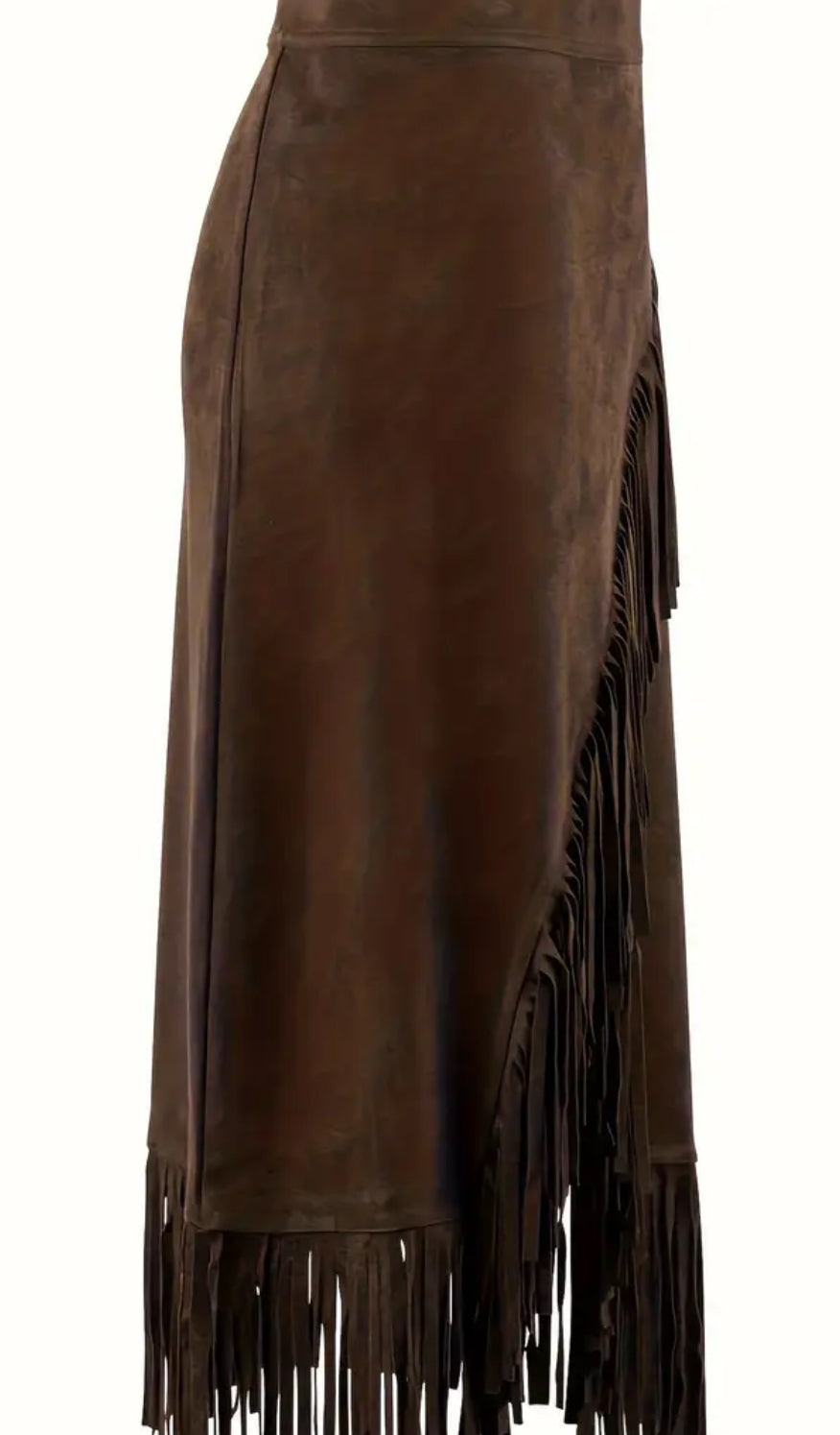 The A Symetrical Fringe Brown Skirt