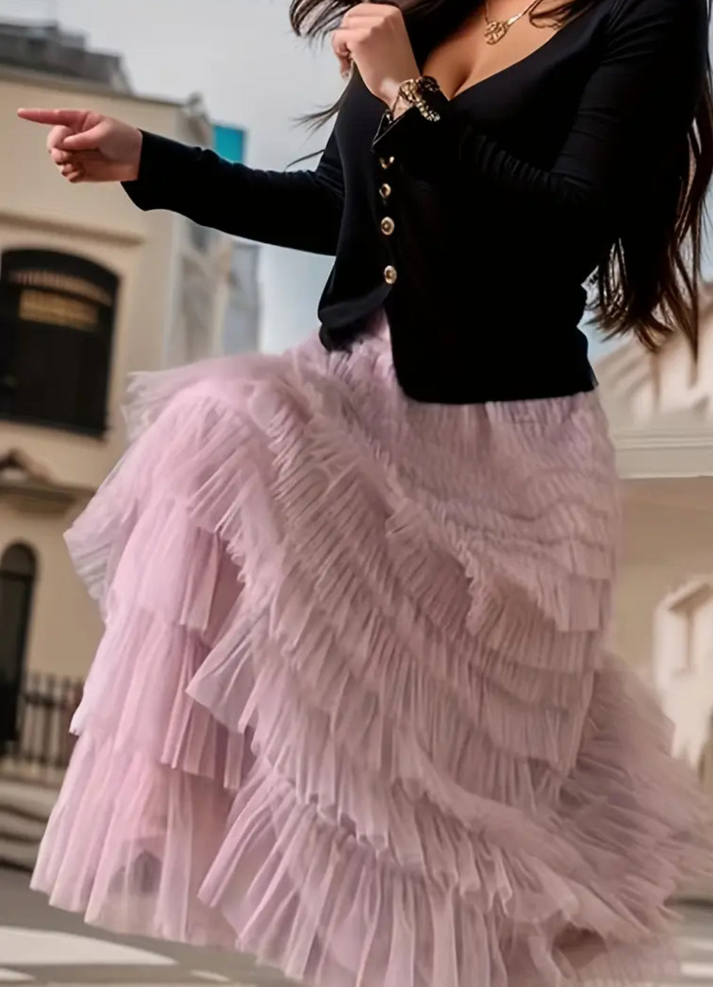 The Blush Pink Layered Festival Skirt