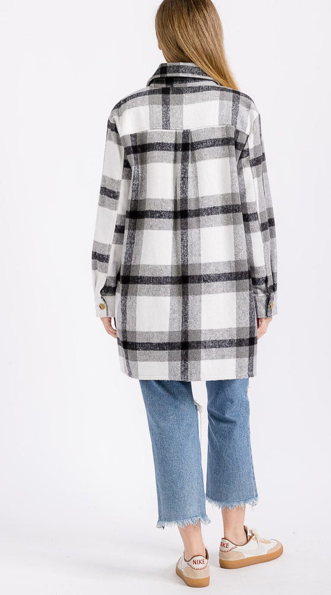 WOMEN'S GRAY PLAID SHACKET