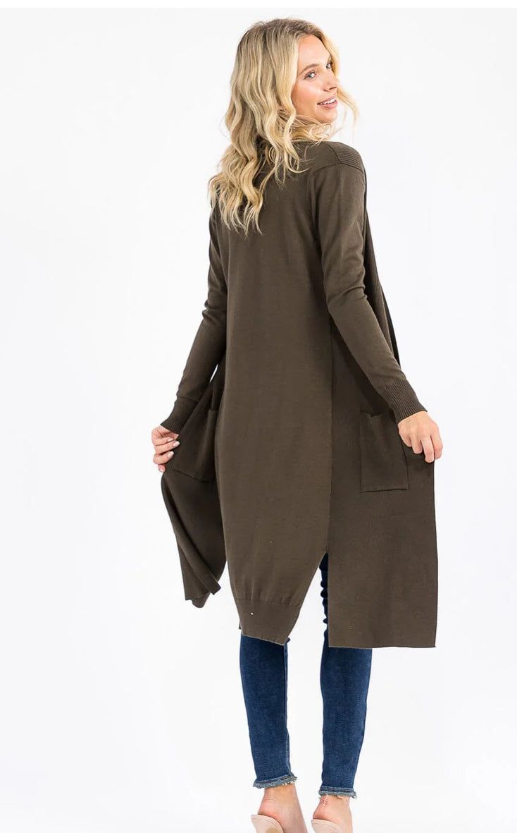 Open Front Olive Cardigan