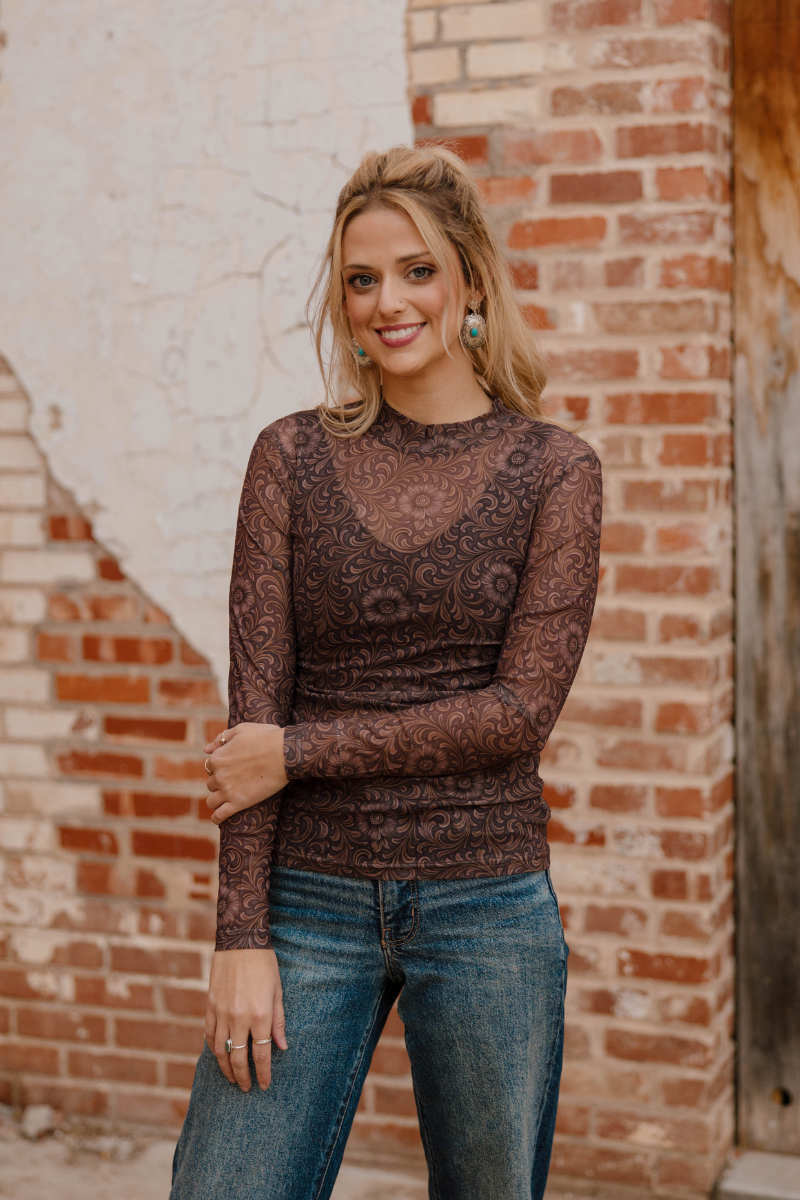 The Bronzed Bloom Mesh Top