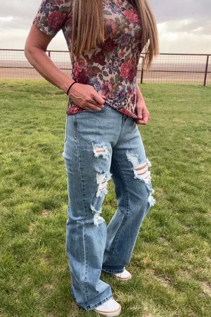 The Vintage Floral Short Sleeve Mesh Top