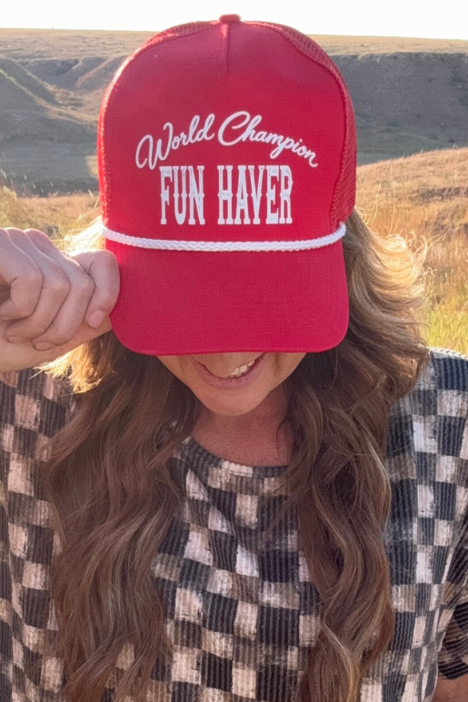THE WORLD CHAMPION FUN HAVER CAP in RED