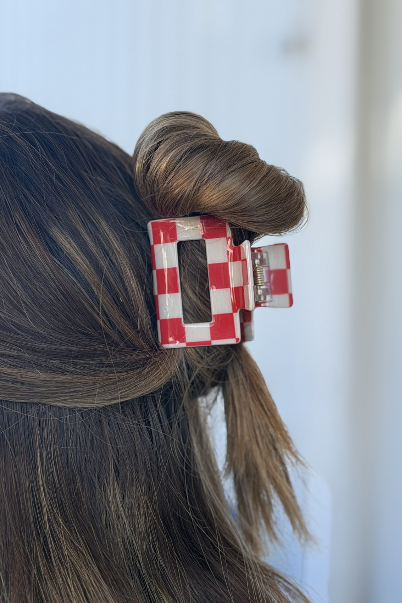 The MINI CHECKED FUNKY RED CLIP