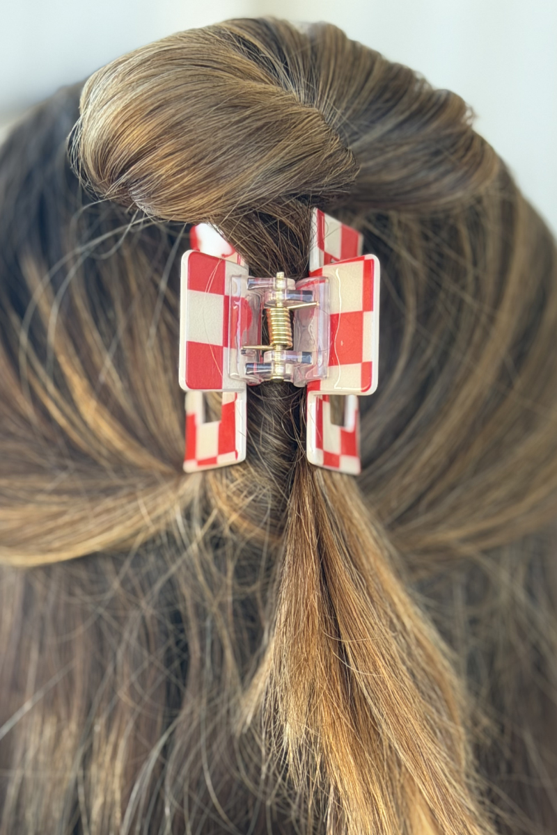 The MINI CHECKED FUNKY RED CLIP