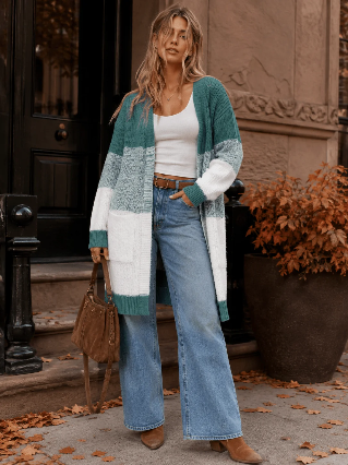 The Green Color Block Sweater