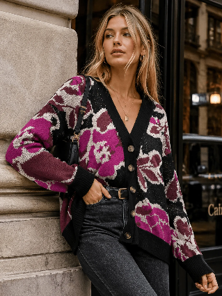 The Black Floral Cardigan