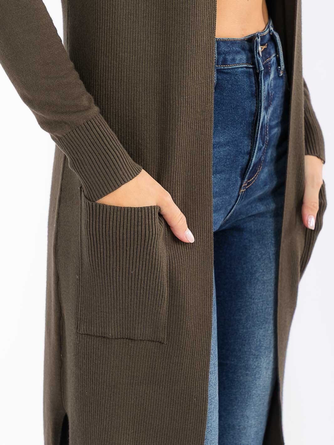 Open Front Olive Cardigan